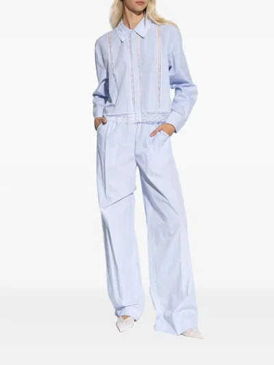 Loveshackfancy Helia Flowy Wide Leg Pant In Sky Lagoon In Multi