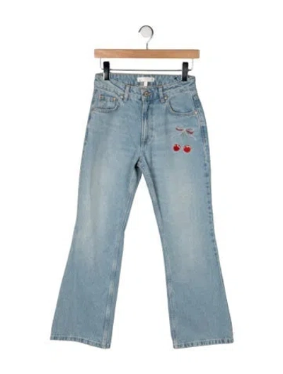 Pre-owned Loveshackfancy High-rise Flared Jeans In Blue