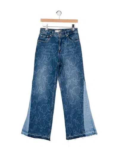 Pre-owned Loveshackfancy High-rise Wide Leg Jeans In Blue