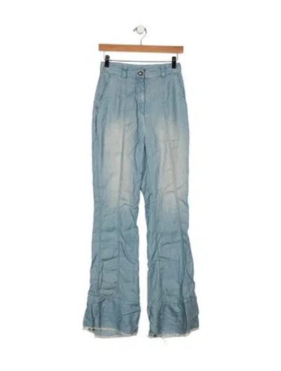 Pre-owned Loveshackfancy High-rise Wide Leg Jeans In Blue