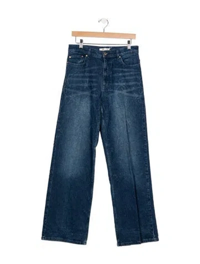 Pre-owned Loveshackfancy High-rise Wide Leg Jeans In Blue