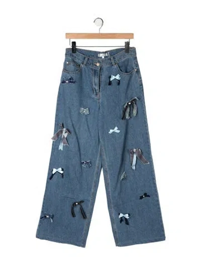 Pre-owned Loveshackfancy High-rise Wide Leg Jeans In Blue