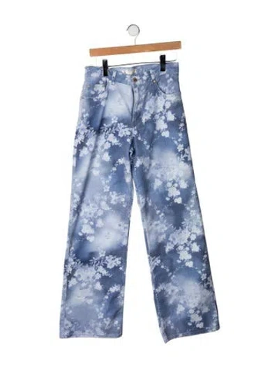 Pre-owned Loveshackfancy High-rise Wide Leg Jeans In Blue