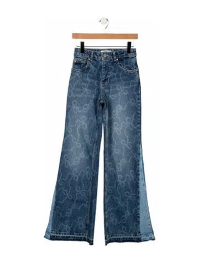 Pre-owned Loveshackfancy High-rise Wide Leg Jeans In Blue