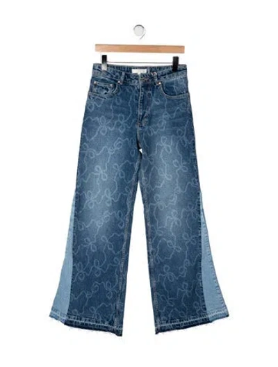Pre-owned Loveshackfancy High-rise Wide Leg Jeans W/ Tags In Blue