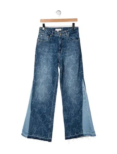 Pre-owned Loveshackfancy High-rise Wide Leg Jeans W/ Tags In Blue
