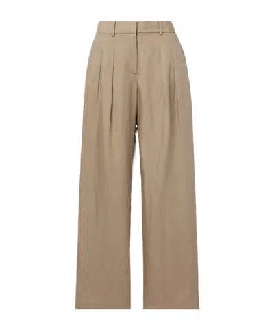 Loveshackfancy High-waisted Wide-leg Pants In Neutral