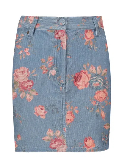 Loveshackfancy Hollywood Skirt Faded Denim In Blue