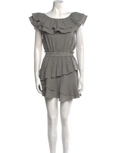 Pre-owned Loveshackfancy Houndstooth Print Mini Dress In Black