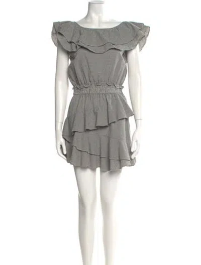 Pre-owned Loveshackfancy Houndstooth Print Mini Dress In Black