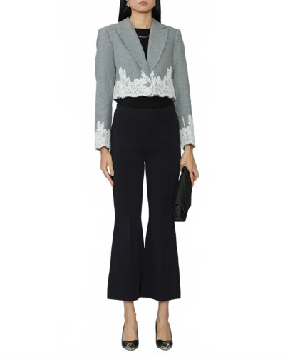 Loveshackfancy Icarus Cropped Jacket In Grey Melange In Green