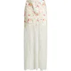 Loveshackfancy Ilene Floral Print Lace Maxi Skirt In Brown