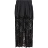 Loveshackfancy Ilene Satin & Lace Skirt In Black