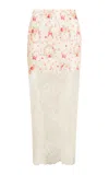 Loveshackfancy Ilene Satin Floral Midi Skirt