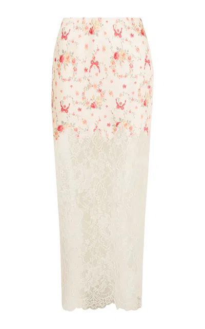 Loveshackfancy Ilene Satin Floral Midi Skirt
