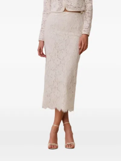 Loveshackfancy Ilse Lace Scalloped-edge Midi Skirts In Neutral
