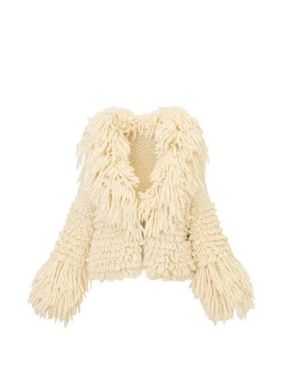 Loveshackfancy Ilyana Shaggy-knit Jacket In Neutral