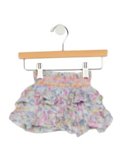 Pre-owned Loveshackfancy Babies' Infant Girls Pleated Pattern Printed Skirt In Blue