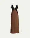 Loveshackfancy Iridia Satin Maxi Slip Dress In Brown