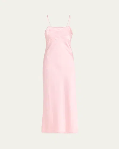 Loveshackfancy Isolie Lace Bow Crepe Midi Dress In Pink