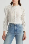 LOVESHACKFANCY LOVESHACKFANCY JACQUE LACE INSET BUTTON FRONT SHIRT