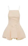 Loveshackfancy Jake Satin Bubble Mini Dress In Off-white