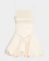 Loveshackfancy Jake Satin Mini Dress In White