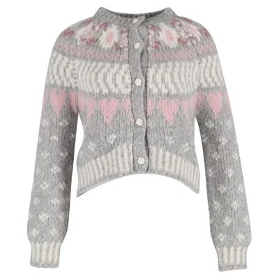 Loveshackfancy Jamie Cardigan In Grey Alpaca In Gray