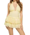 Loveshackfancy Janea Eyelet Lace Mini Halter Dress In Citron In Yellow