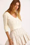 Loveshackfancy Janie Cropped Cardigan Cream In Neutral