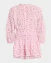 Loveshackfancy Janis Floral Cotton Voile Mini Dress In Pink