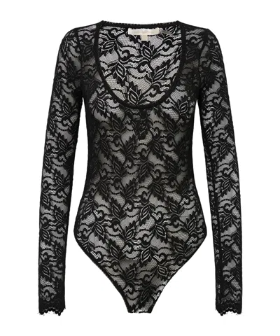 Loveshackfancy Jannie Lace Long-sleeve Bodysuit In Black