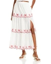 Loveshackfancy Jemila Embroidered Organic Cotton Tiered Maxi Skirt In Candy Red