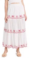 Loveshackfancy Jemila Embroidered Organic Cotton Tiered Maxi Skirt In Candy Red