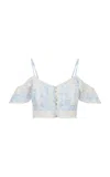 Loveshackfancy Jenae Off-the-shoulder Cotton Top In Blue