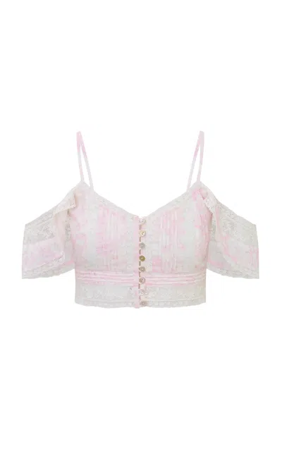 Loveshackfancy Jenae Off-the-shoulder Cotton Top In Pink