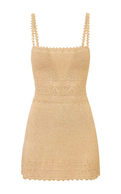 Loveshackfancy Jennette Crocheted Mini Dress In Neutral