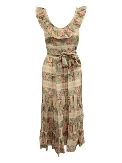 Pre-owned Loveshackfancy Joanne Ruffle Tiered Mini Dress In Neutral