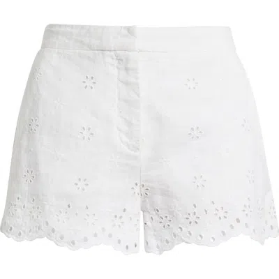 Loveshackfancy Jodine Eyelet Embroidered Linen Shorts In White