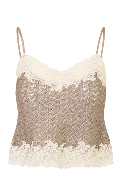 Loveshackfancy Josephina Pointelle-knit Cotton Tank Top In Silver