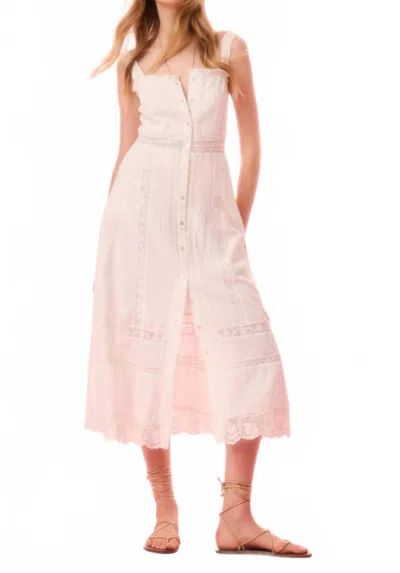 Loveshackfancy Judalon Midi Dress In White In Pink