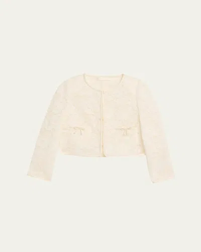 Loveshackfancy Junetta Floral Lace Cropped Jacket In White