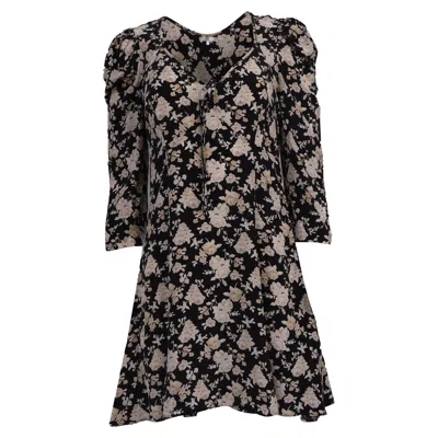 Pre-owned Loveshackfancy Juree Floral-print Mini Dress In Multicolor Silk In Black