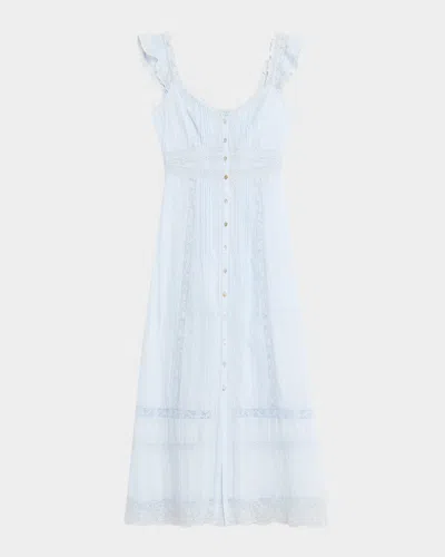 Loveshackfancy Kailette Button-front Maxi Dress In Blue