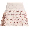 Loveshackfancy Kalliope Pointelle Ruffle Miniskirt In Pink