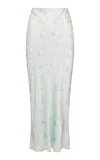 Loveshackfancy Kalo Charmeuse Floral Midi Skirt In White