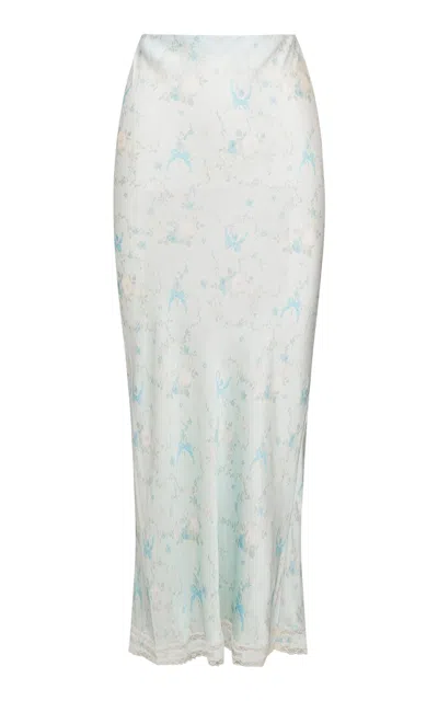 Loveshackfancy Kalo Charmeuse Floral Midi Skirt