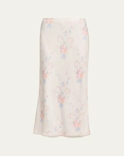 Loveshackfancy Kalo Satin Maxi Skirt In White