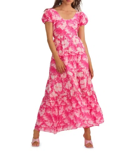 Loveshackfancy Karalie Floral Maxi Dress In Holiday Sun Fuschia In Pink