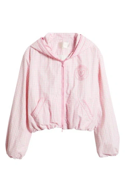 Loveshackfancy Kariana Front Zip Hooded Jacket In Pink
